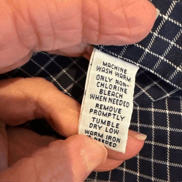 Ralph Lauren Classic Fit Men's Button Down Navy White Windowpane Size Large - Picture 7 of 11
